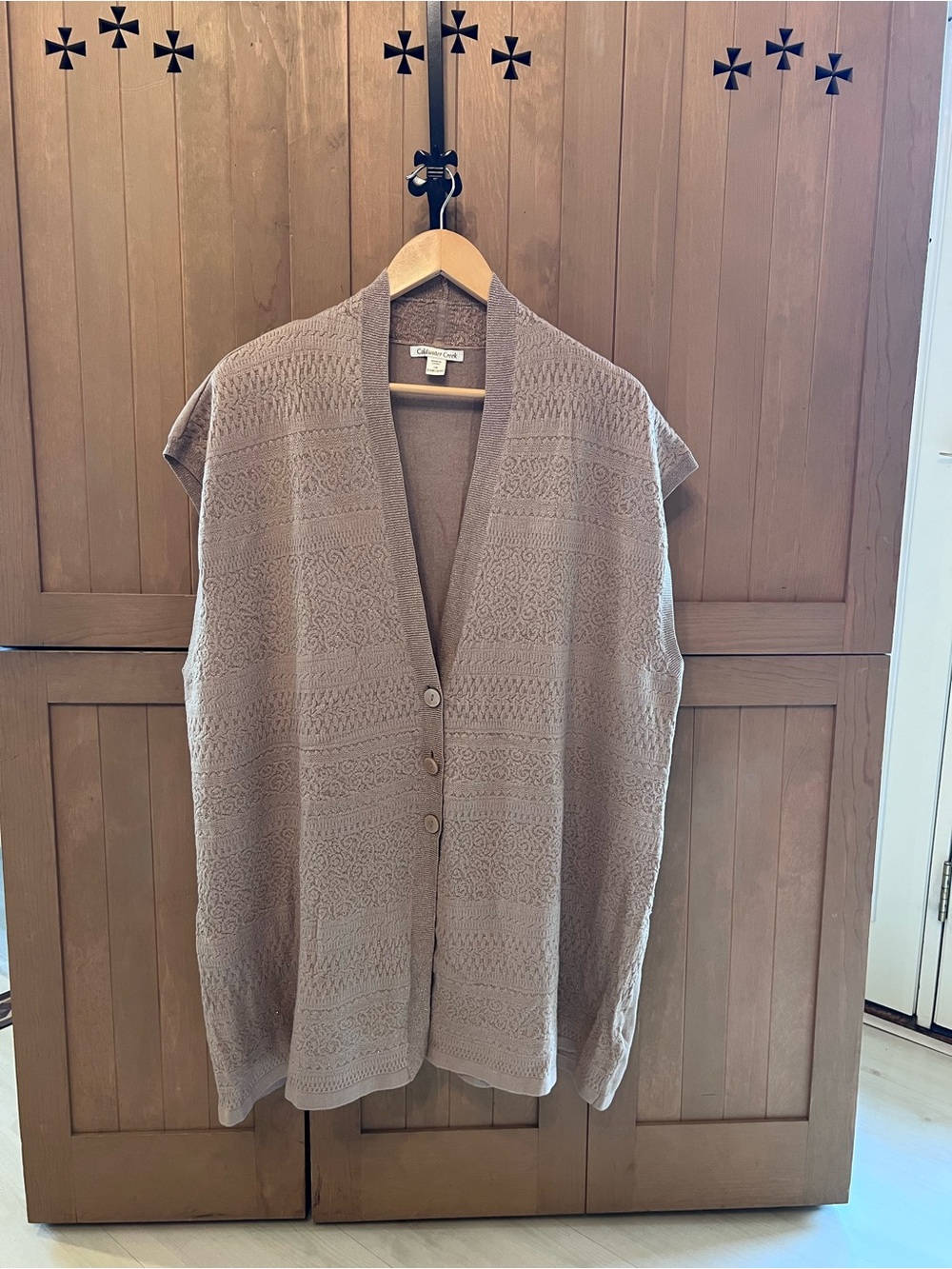 Coldwater Creek Tan with tiny Sparkling Silver Tunic 3 Button Vest 3X (24-26)